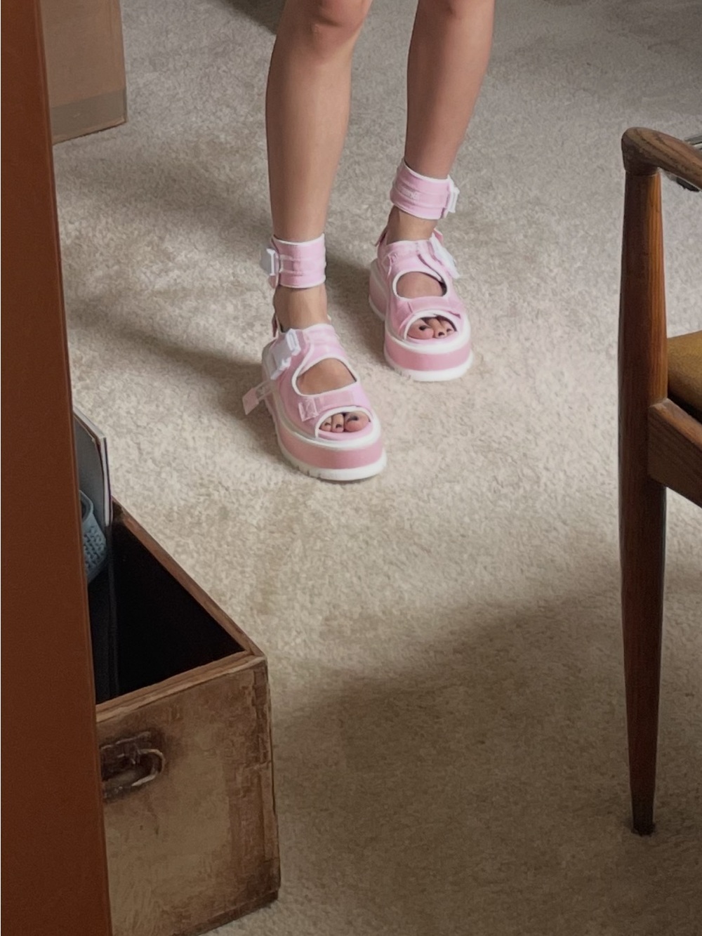 Baby pink demonia platform sandals